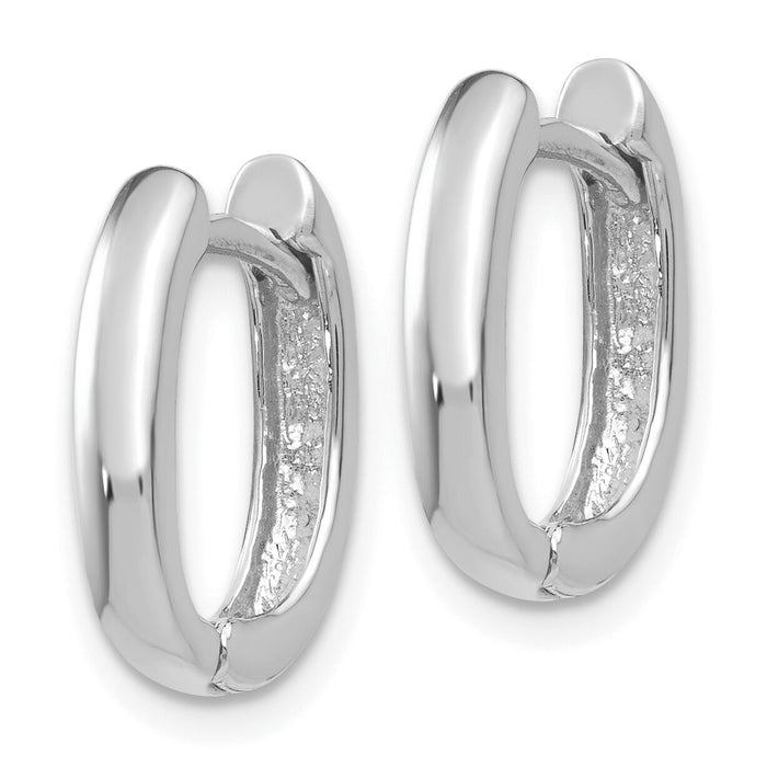 14k White Gold Oval Hinged Hoop Earrings-TH269