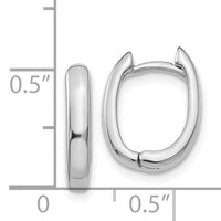14k White Gold Oval Hinged Hoop Earrings-TH269