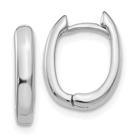 14k White Gold Oval Hinged Hoop Earrings-TH269