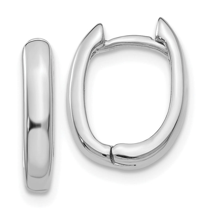 14k White Gold Oval Hinged Hoop Earrings-TH269