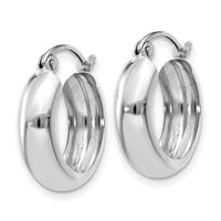 14k White Gold 4mm Round Hoop Earrings-TH276