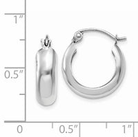 14k White Gold 4mm Round Hoop Earrings-TH276