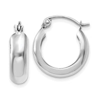 14k White Gold 4mm Round Hoop Earrings-TH276