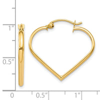 14k Polished 2mm Heart Hoop Earrings-TH287