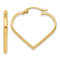 14k Polished 2mm Heart Hoop Earrings-TH287