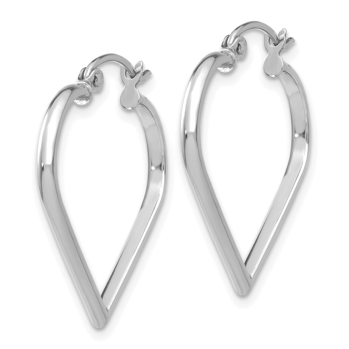 14k White Gold 2mm Heart Hoop Earrings-TH288