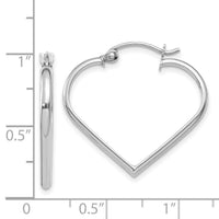 14k White Gold 2mm Heart Hoop Earrings-TH288