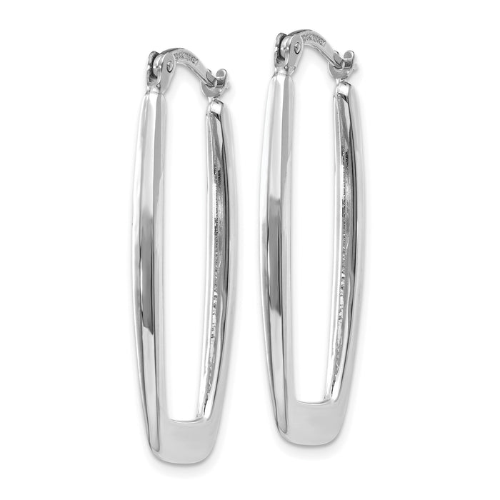 14k White Gold Polished 2.25mm Rectangle Hoop Earrings-TH291