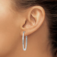 14k White Gold Polished 2.25mm Rectangle Hoop Earrings-TH291