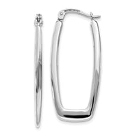 14k White Gold Polished 2.25mm Rectangle Hoop Earrings-TH291