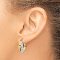 14k Two-tone Polished Knife-edge Double Hoop Earrings-TH330