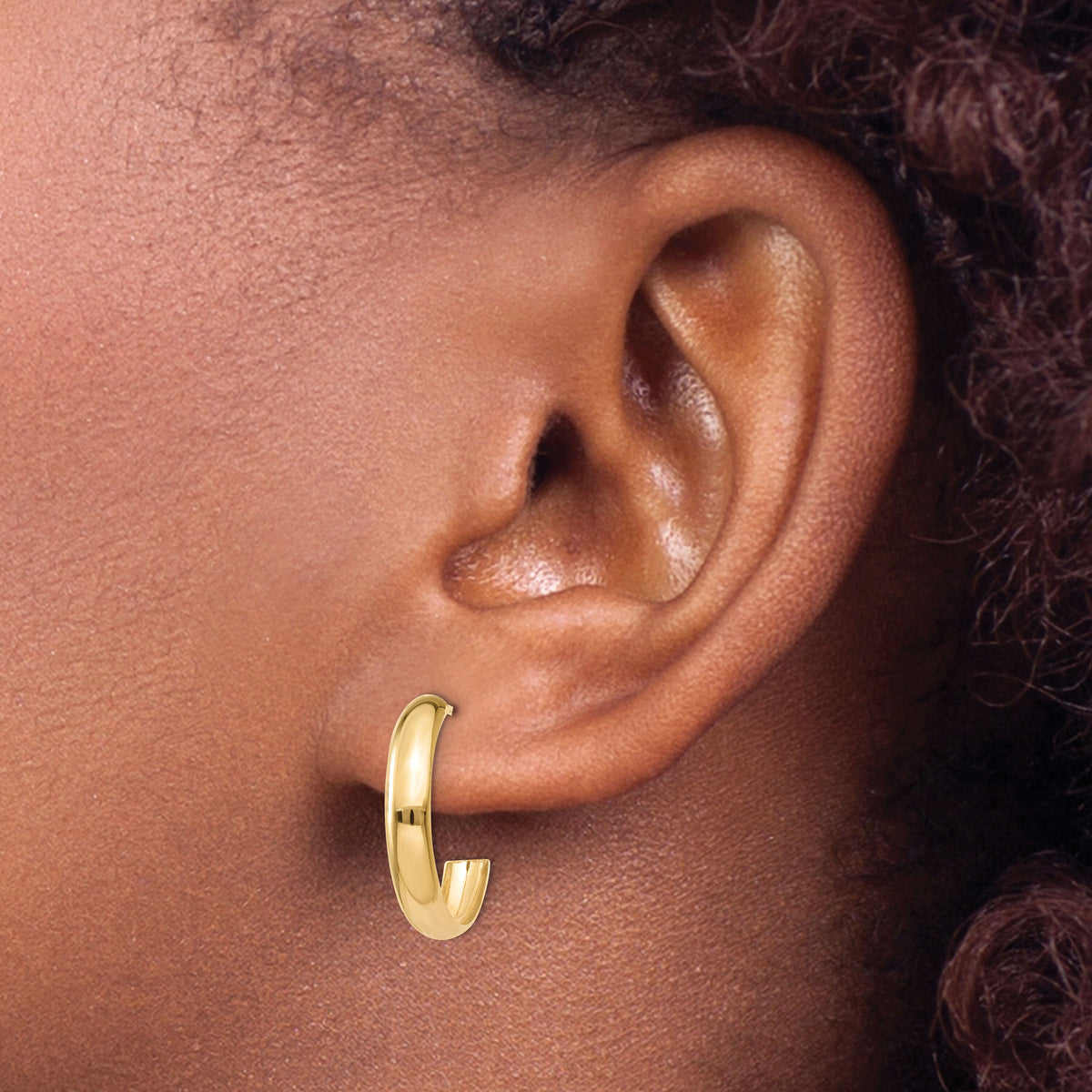 14k Polished 3.5mm J-Hoop Earrings-TH336