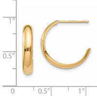 14k Polished 3.5mm J-Hoop Earrings-TH336