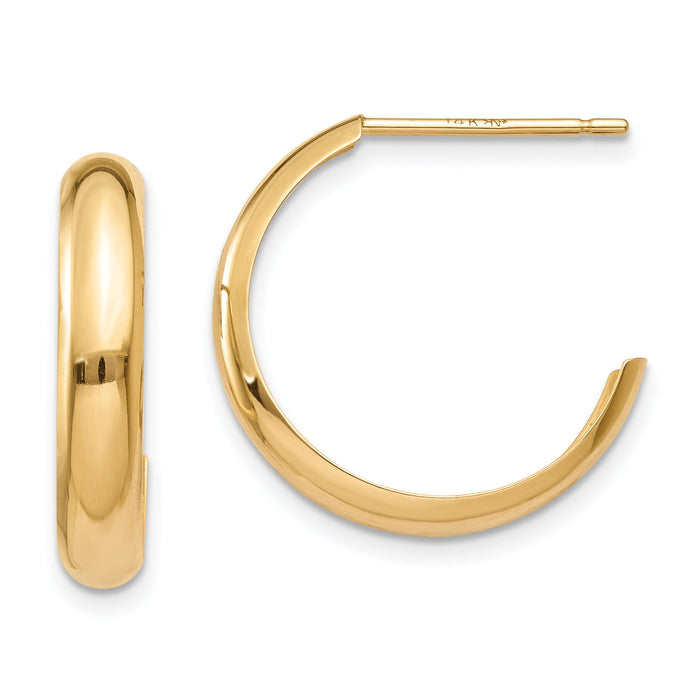 14k Polished 3.5mm J-Hoop Earrings-TH336