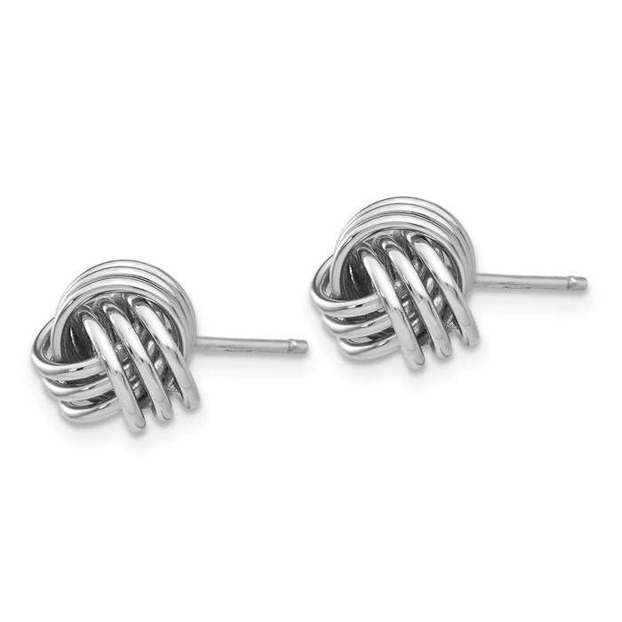 14k White Gold Ridged Love Knot Post Earrings-TH495