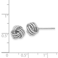 14k White Gold Ridged Love Knot Post Earrings-TH495