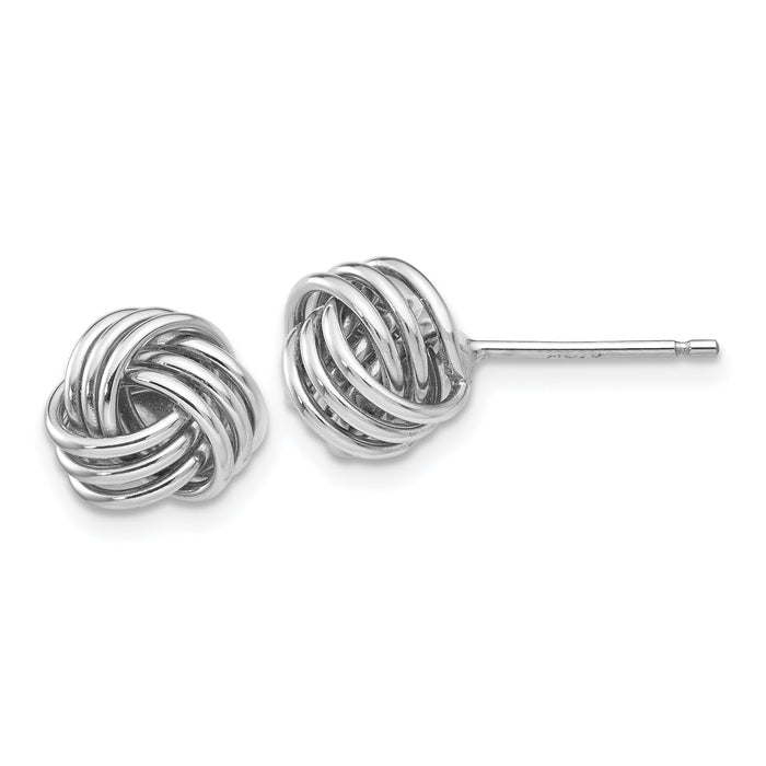 14k White Gold Ridged Love Knot Post Earrings-TH495