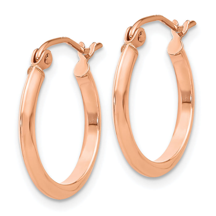 14k Rose 2.5mm Knife Edge Hoop Earrings-TH497