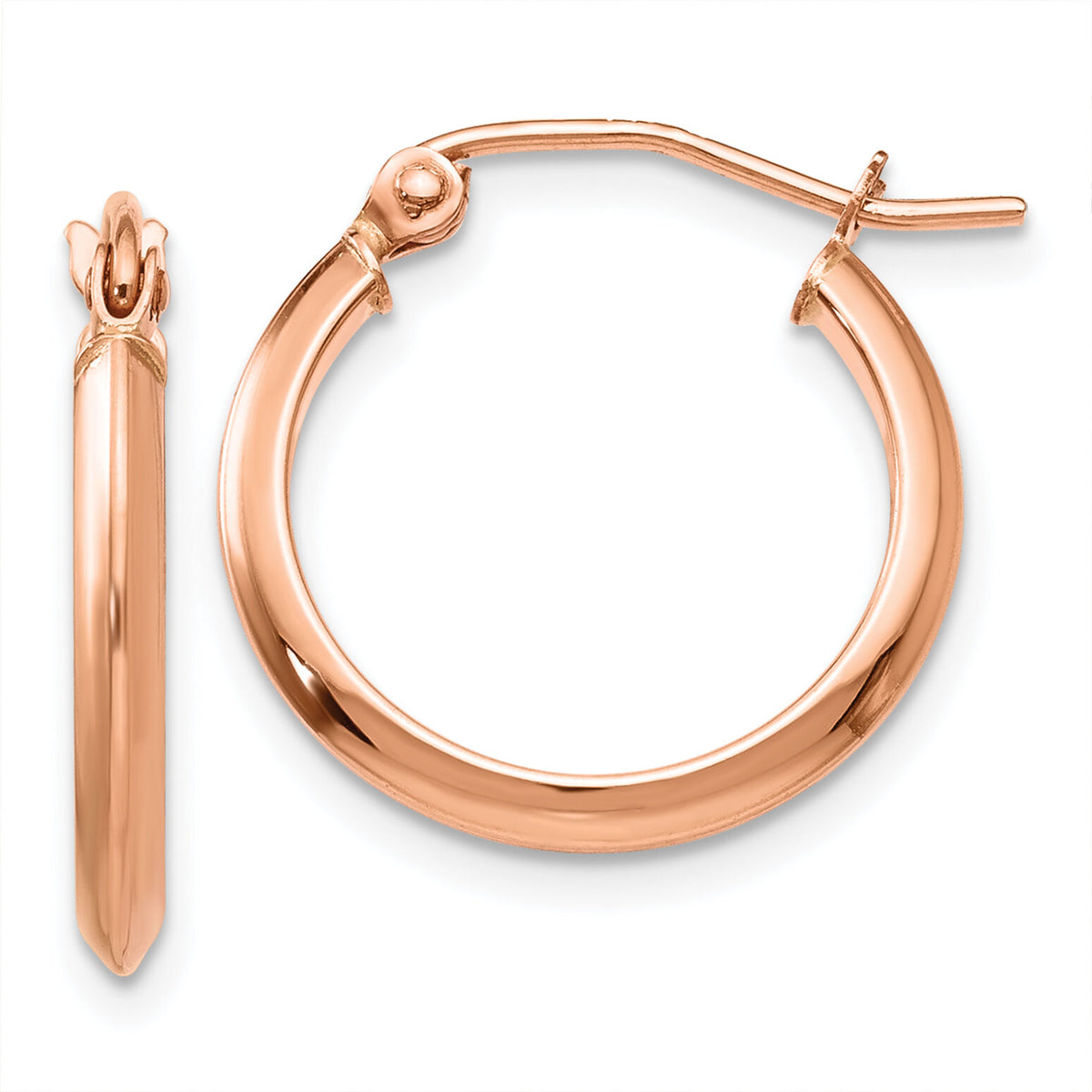 14k Rose 2.5mm Knife Edge Hoop Earrings-TH497