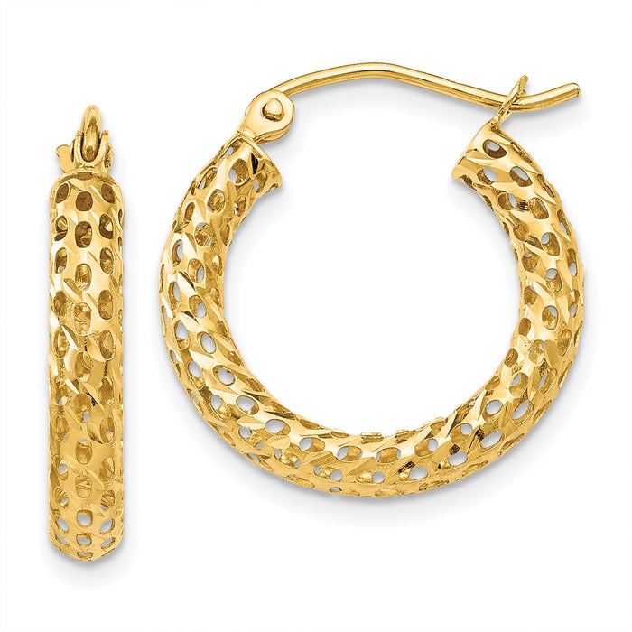 14k Mesh Hoop Earrings-TH515