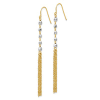 14K Two-tone Bead Tassel Earrings-TH554