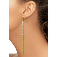 14K Two-tone Bead Tassel Earrings-TH554