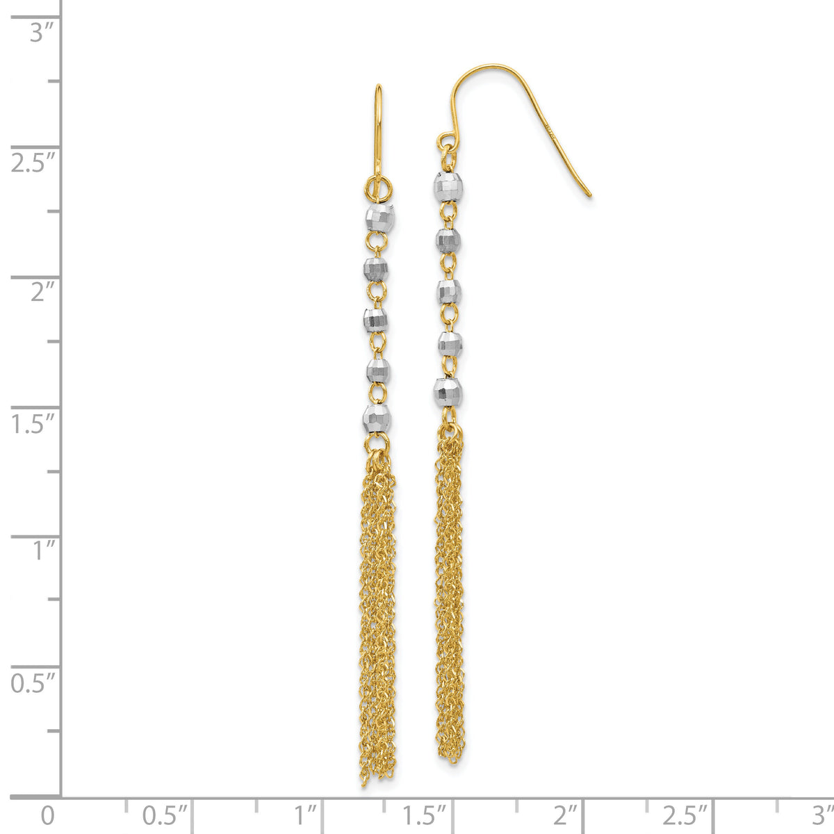 14K Two-tone Bead Tassel Earrings-TH554