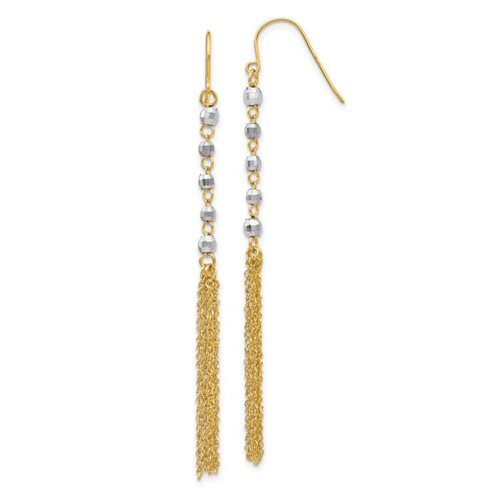 14K Two-tone Bead Tassel Earrings-TH554