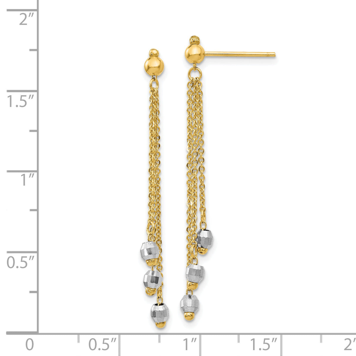 14K Two-tone Cable Chain Faceted Bead Earrings-TH555