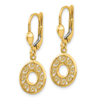 14K Leverback Filigree Earrings-TH567