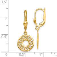 14K Leverback Filigree Earrings-TH567