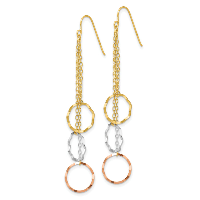 14K Tri-Color Faceted Circle Earrings-TH569