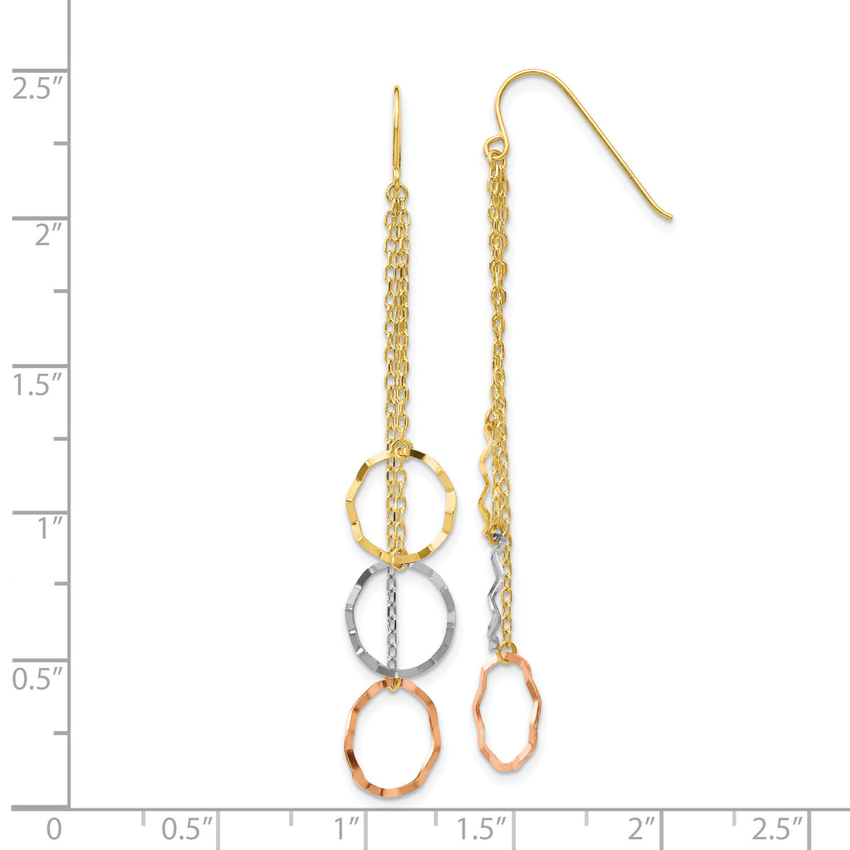 14K Tri-Color Faceted Circle Earrings-TH569