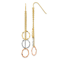 14K Tri-Color Faceted Circle Earrings-TH569