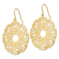 14K Fancy Lace Filigree Dangle Earrings-TH589
