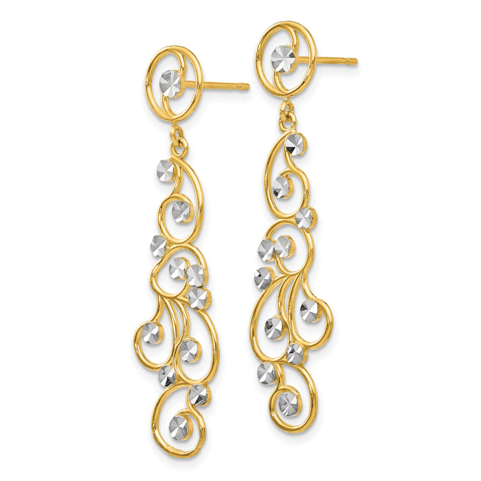 14k and Rhodium Filigree Dangle Earrings-TH591