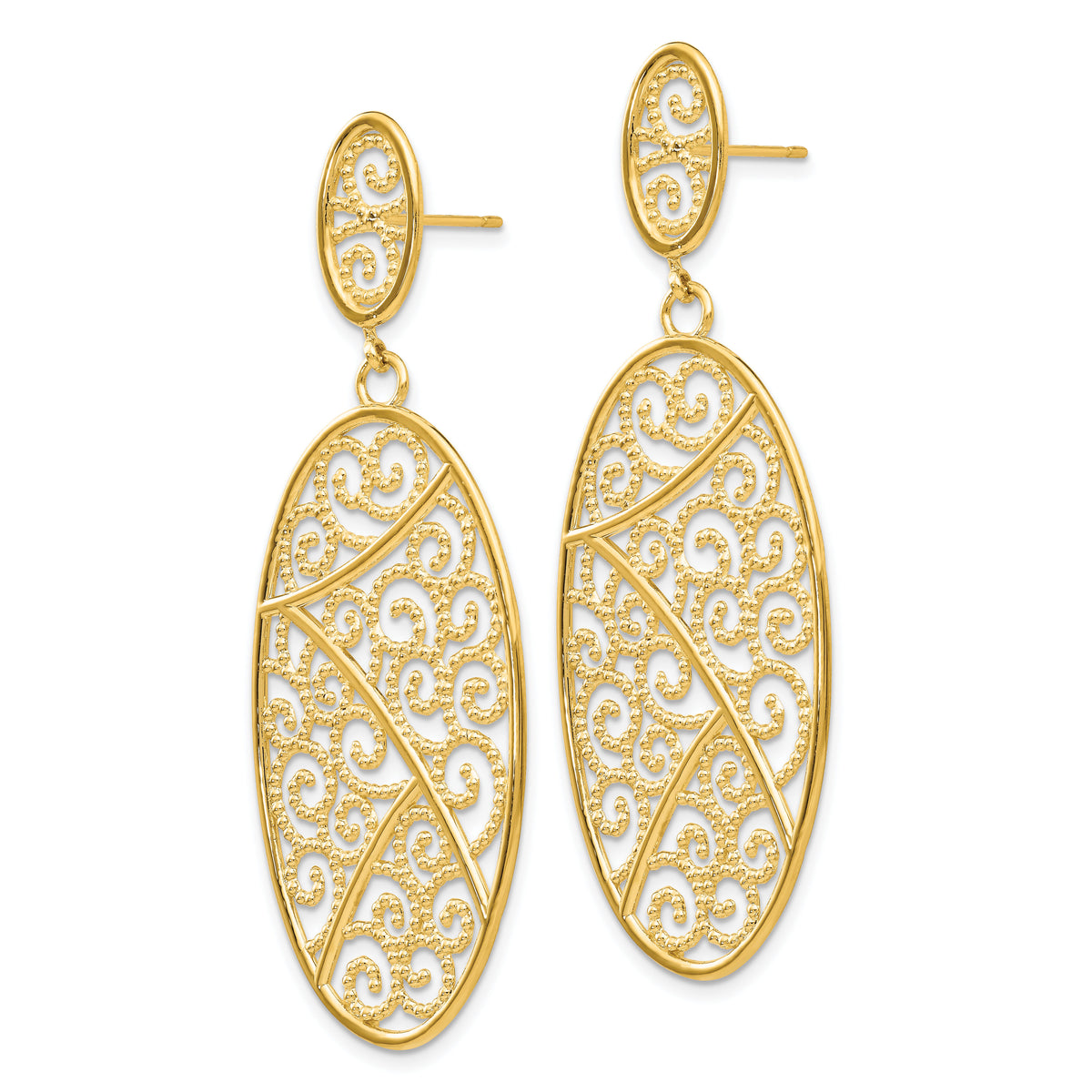 14K Oval Dangle Earrings-TH608