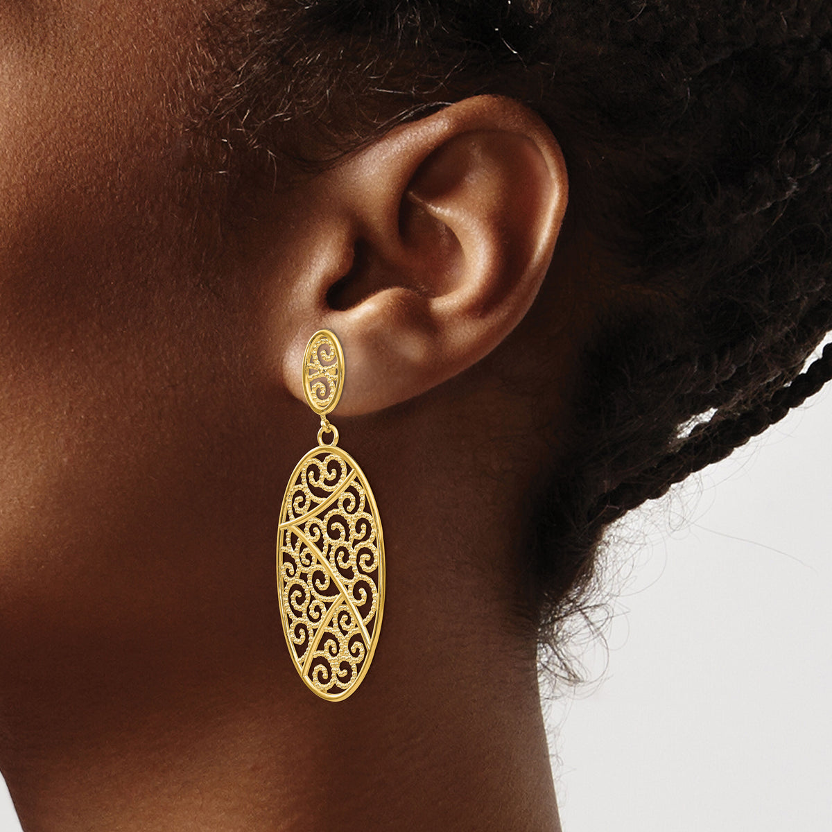 14K Oval Dangle Earrings-TH608