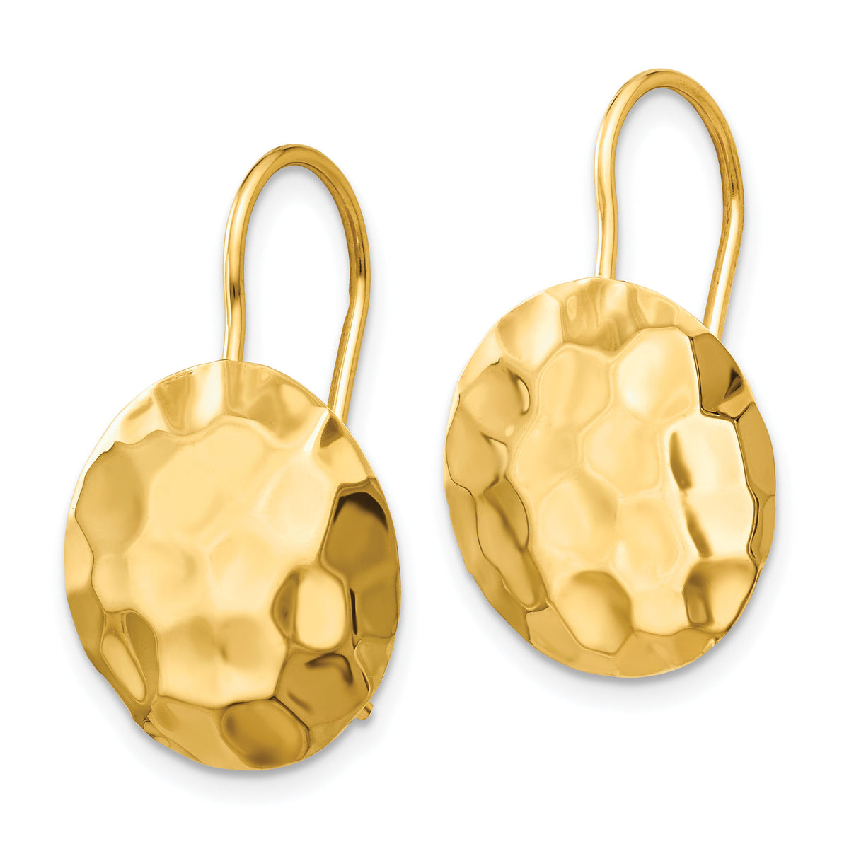 14k Hammered Circle Disc Earrings-TH651