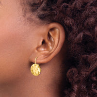14k Hammered Circle Disc Earrings-TH651