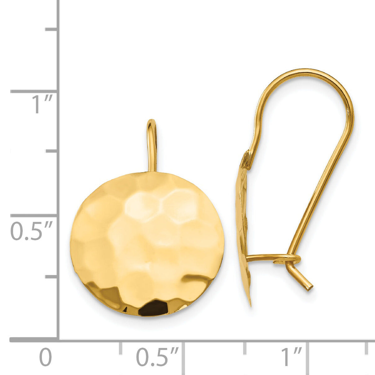 14k Hammered Circle Disc Earrings-TH651