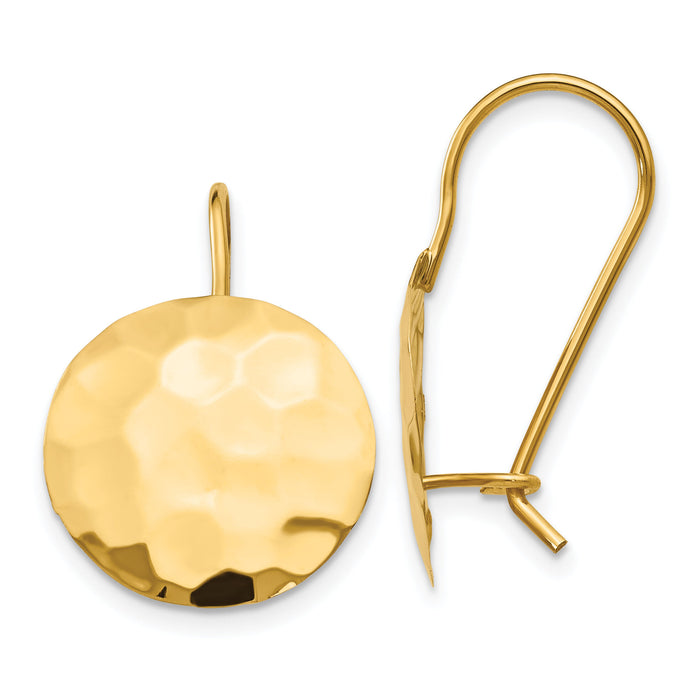 14k Hammered Circle Disc Earrings-TH651
