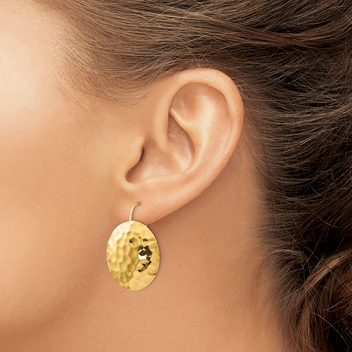 14k Hammered Circle Earrings-TH653