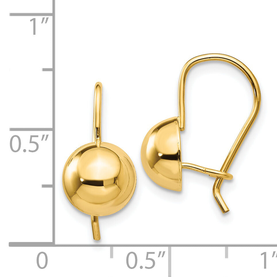 14k 8.00mm Hollow Half Ball Earrings-TH656