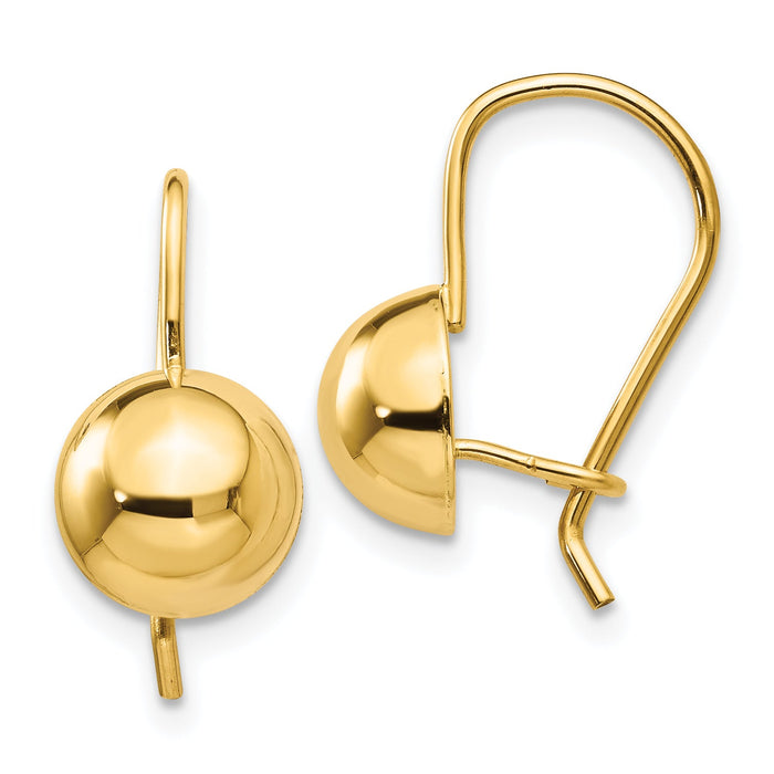 14k 8.00mm Hollow Half Ball Earrings-TH656