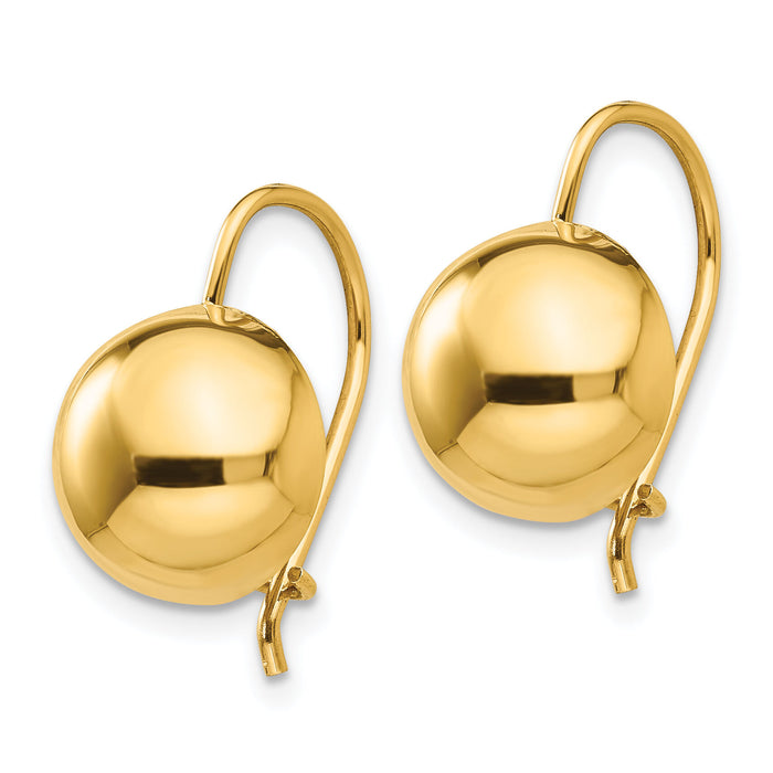 14k 10.50mm Hollow Half Ball Earrings-TH657
