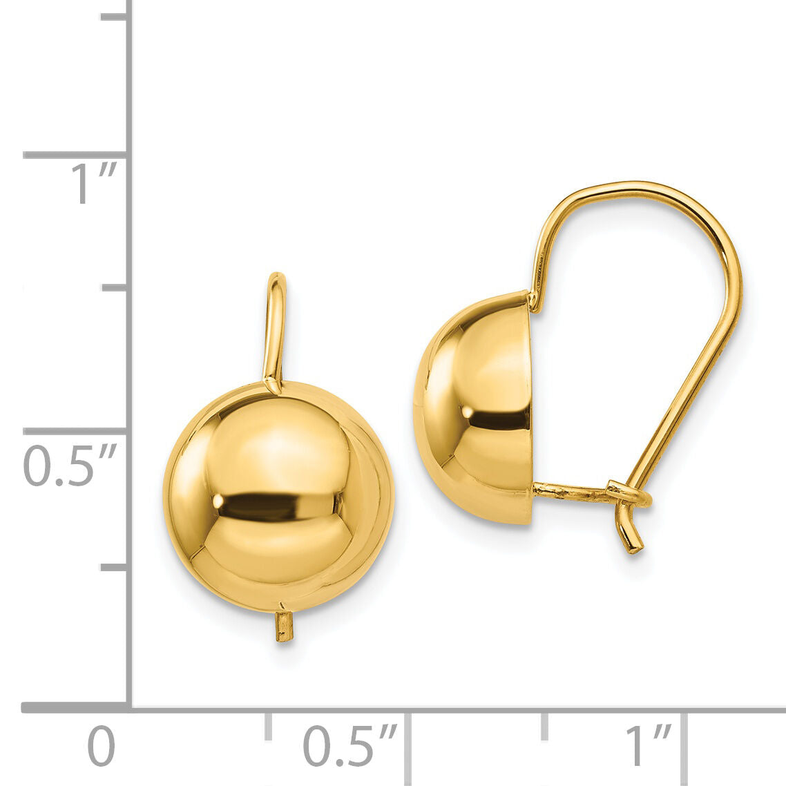 14k 10.50mm Hollow Half Ball Earrings-TH657