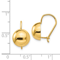 14k 10.50mm Hollow Half Ball Earrings-TH657