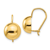 14k 10.50mm Hollow Half Ball Earrings-TH657