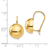 14k 12.00mm Hollow Half Ball Earrings-TH658
